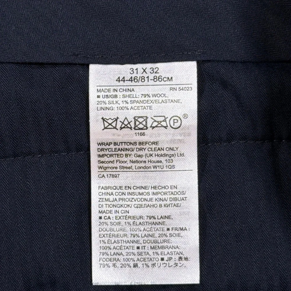 Banana‎ Republic Dress Pants Men 31x30 Blue Seersucker Wool Silk Slim Fit Summer